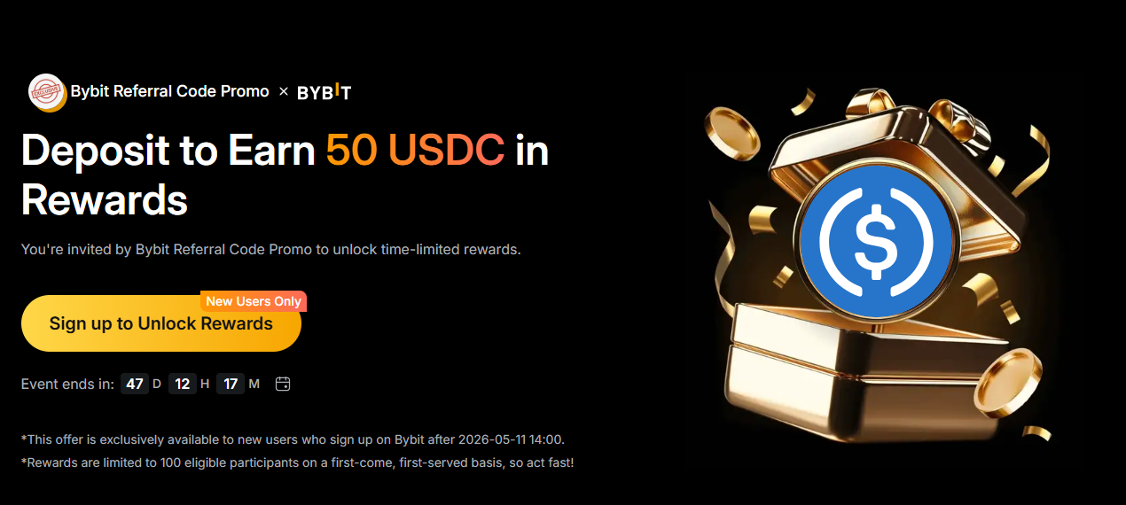 Struttura del bonus Bybit EU: 50 dollari USDC più 10% sconto