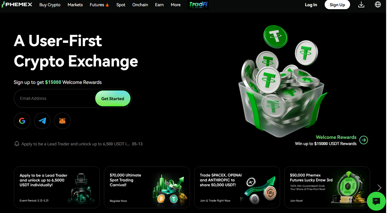 Phemex exchange derivati con licenza Curaçao con futures dal 0,01%