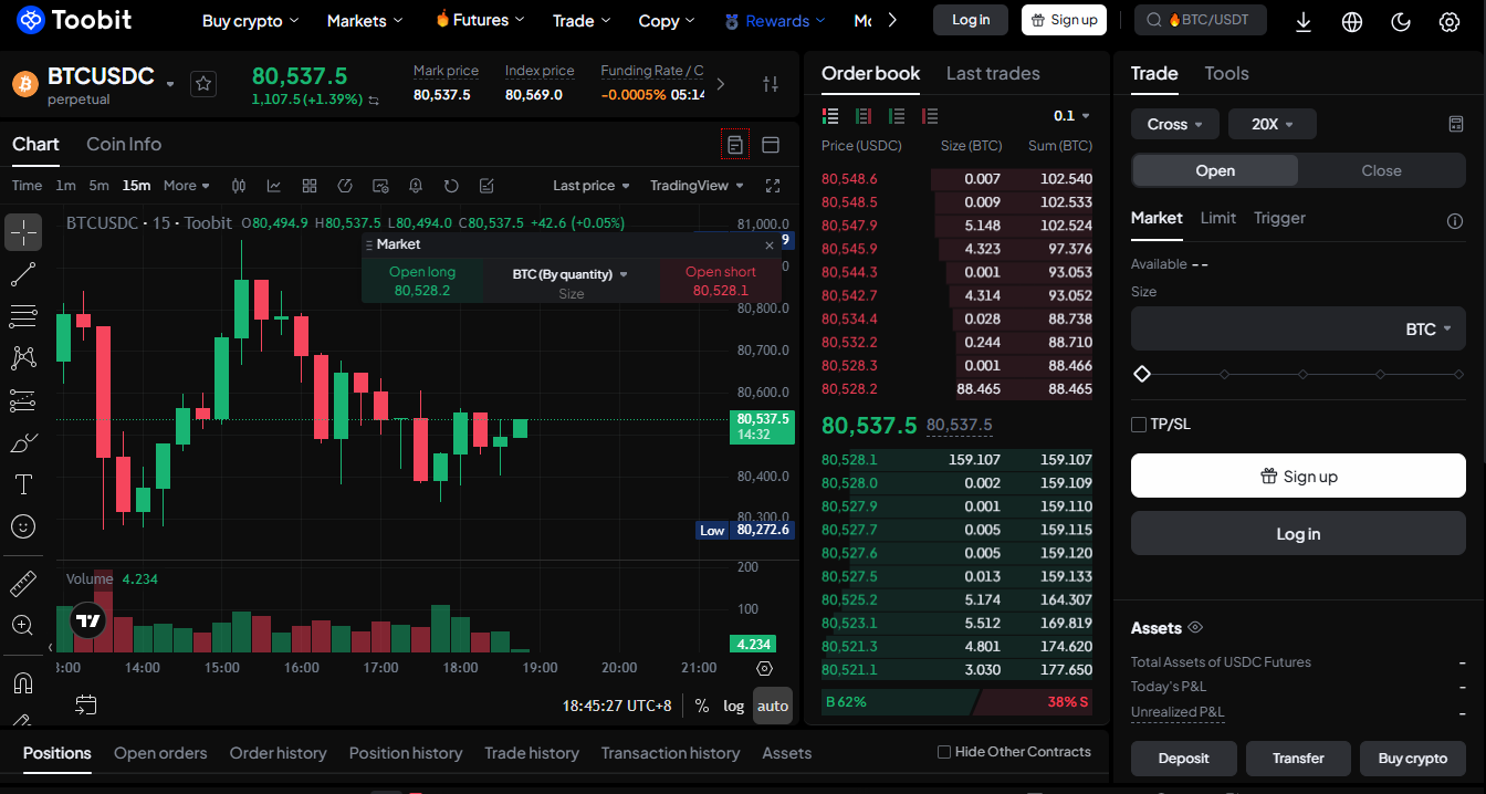Toobit exchange con sede Cayman Islands, KYC opzionale fino a $20.000/giorno
